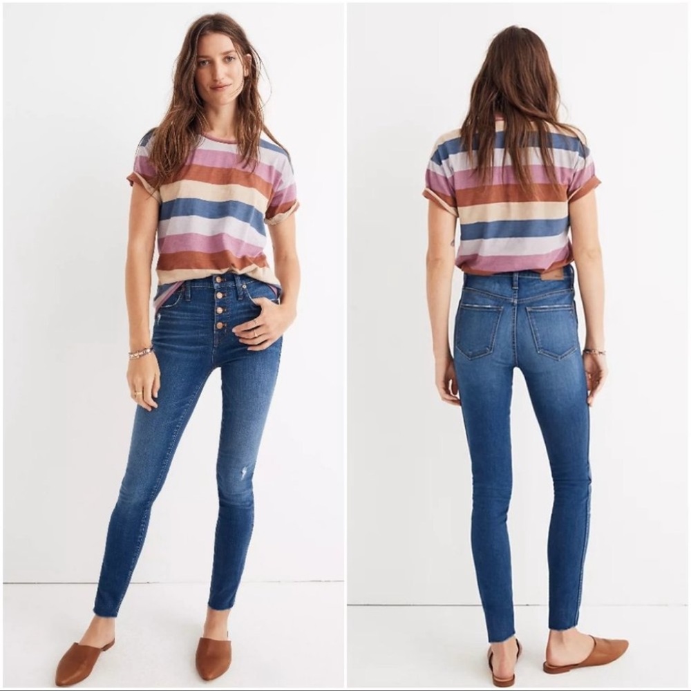 Madewell Jeans Womens 26 10’ High-Rise Skinny  Hanna Wash Exposed Button Raw Hem